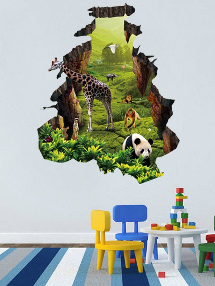 

Natural Forest Animal Home Pattern Wall Decals, Green