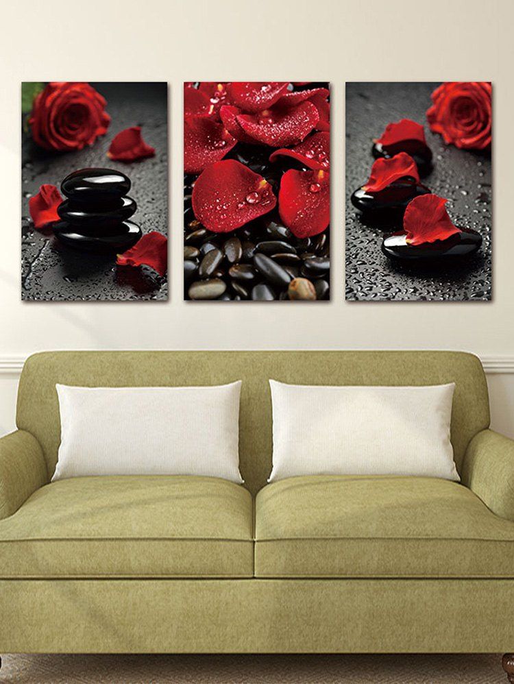 

Rose and Stones Print Unframed Split Canvas Paintings, Multi