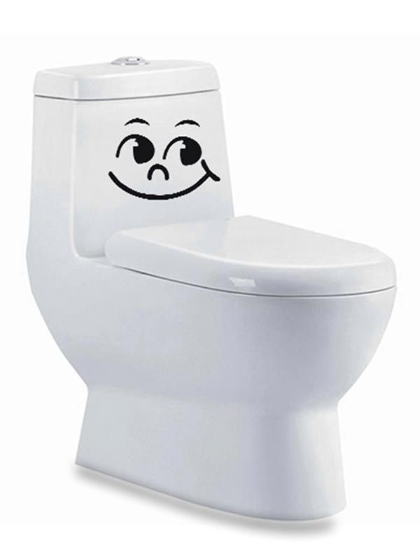 

Emoticon Smile Face Pattern Bathroom Toilet Sticker, Black
