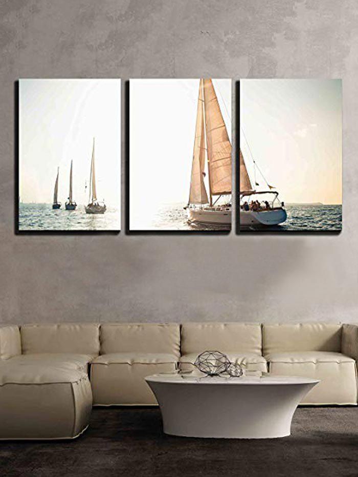 

Ocean Sailing Boat Print Unframed Split Canvas Paintings, Multi