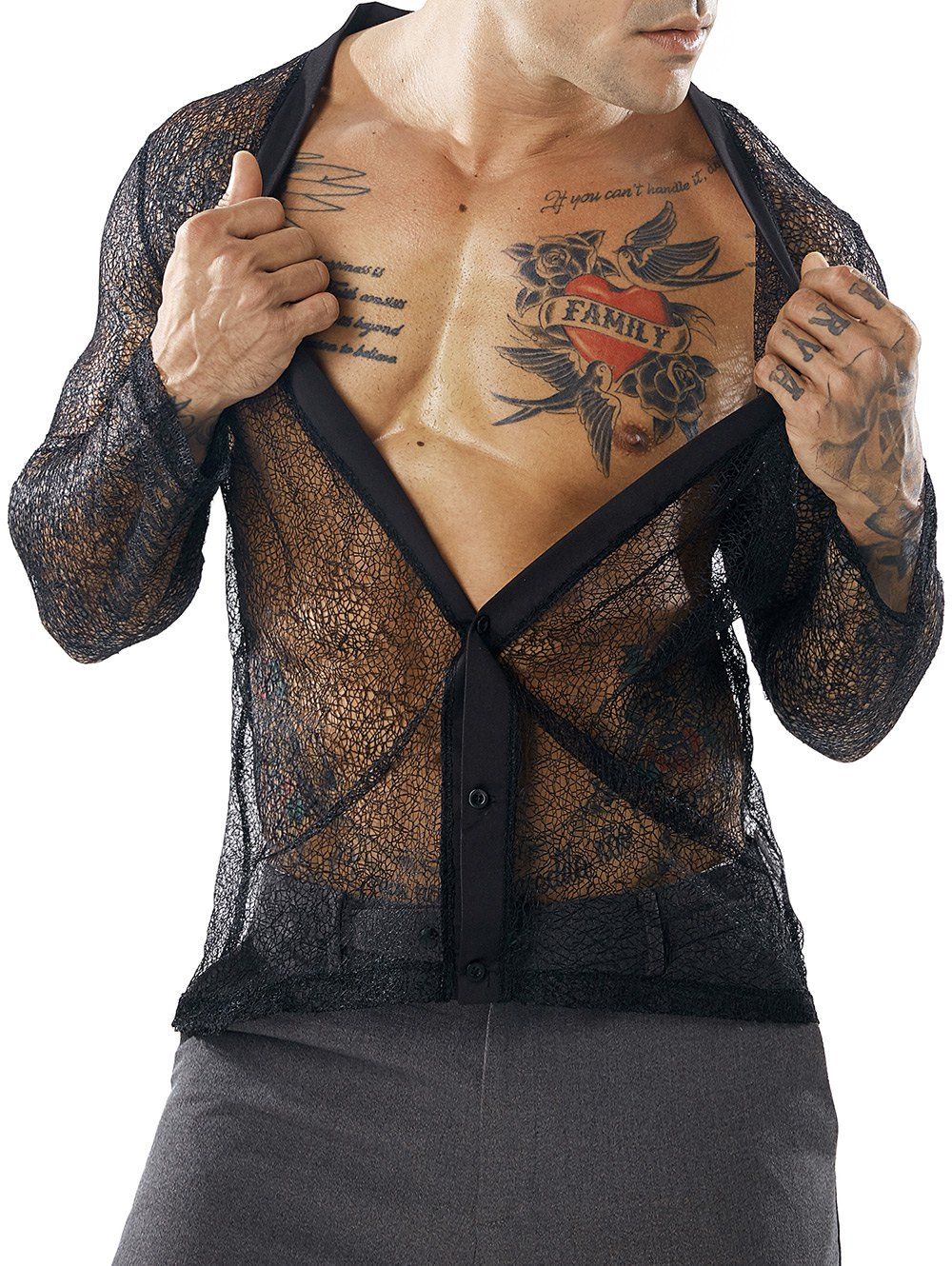 

See Through Mesh Cardigan Top, Black