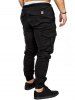 Side Pockets Elastic Cuffed Casual Jogger Pants -  