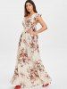 Floral Print Cut Out Back Long Dress -  