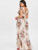 Floral Print Cut Out Back Long Dress -  