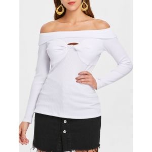 

Twist Front Off The Shoulder T-shirt, Milk white
