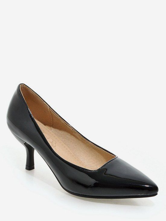 

Plus Size Mid Heel Pointed Toe Chic Prom Pumps, Black