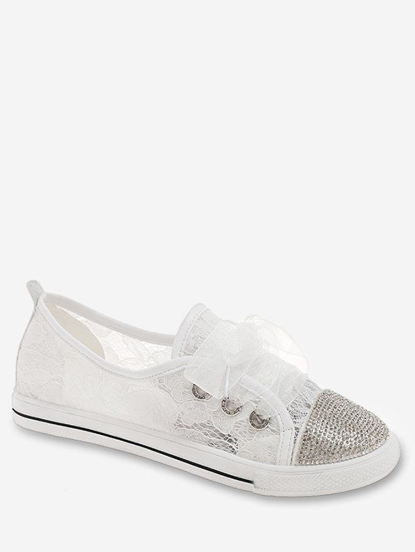 

Leisure Crystals Round Toe Sneakers, White