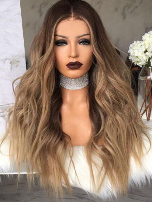 

Long Center Parting Colormix Wavy Synthetic Wig, Multi