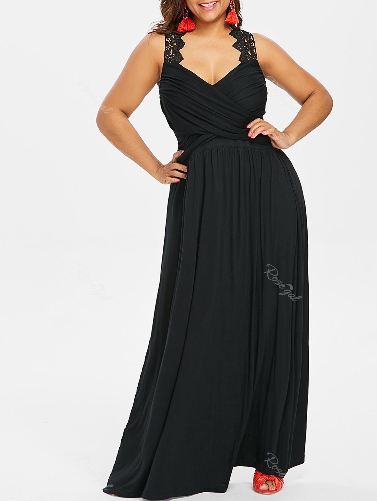 [44% OFF] Empire Waist Plus Size Maxi Sweetheart Dress | Rosegal