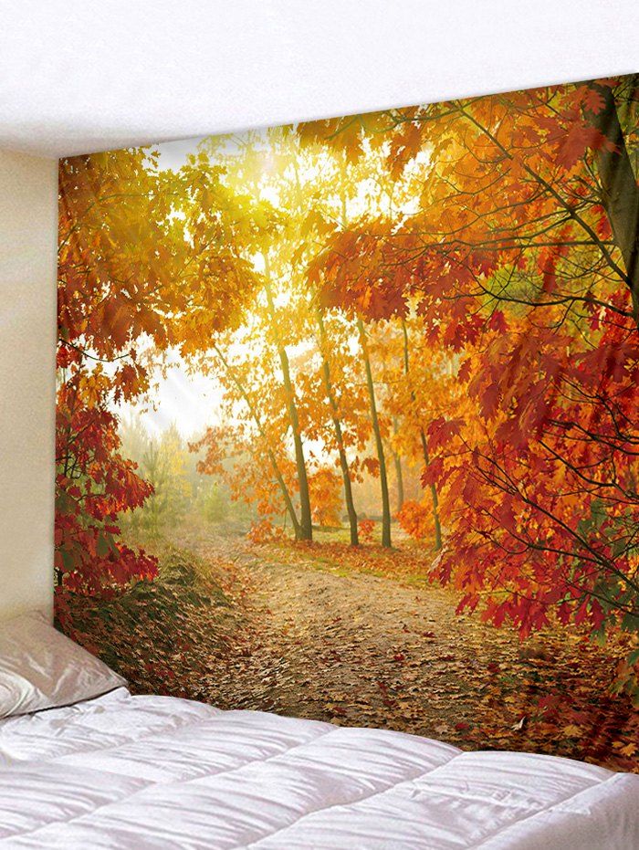 

Wall Hanging Decor Maple Forest Path Print Tapestry, Dark orange