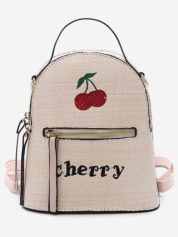 

Leisure Going Out Vacation Straw Backpack, Beige