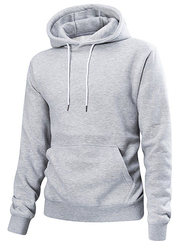 

Drawstring Solid Color Casual Hoodie, Gray