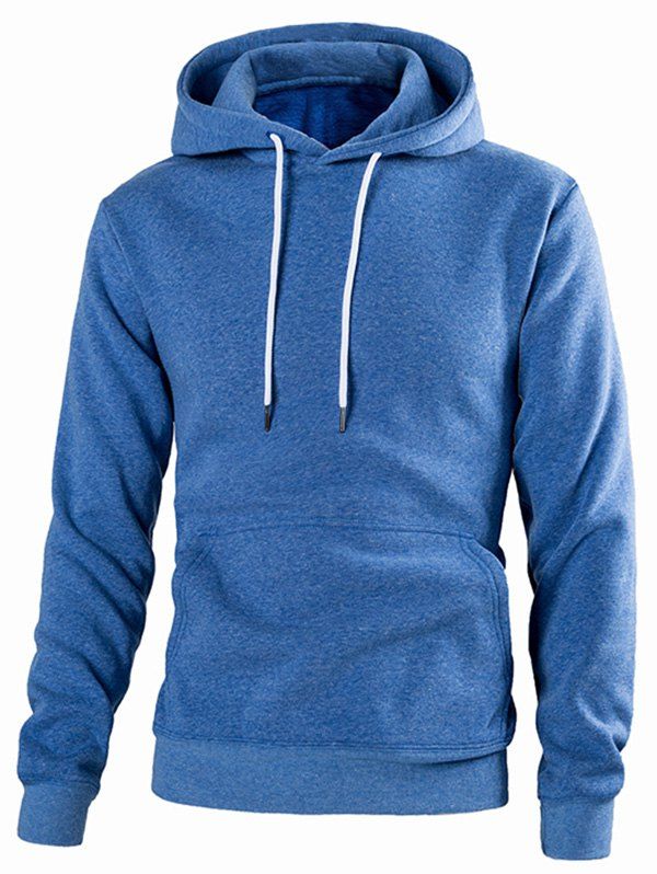 

Drawstring Solid Color Casual Hoodie, Blue