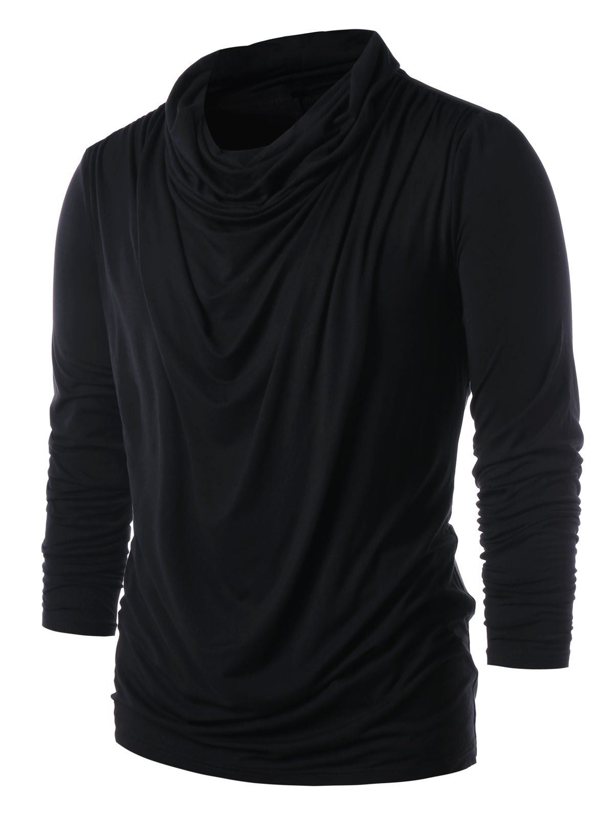 

Pile Heap Collar Solid Color T-shirt, Dark slate grey