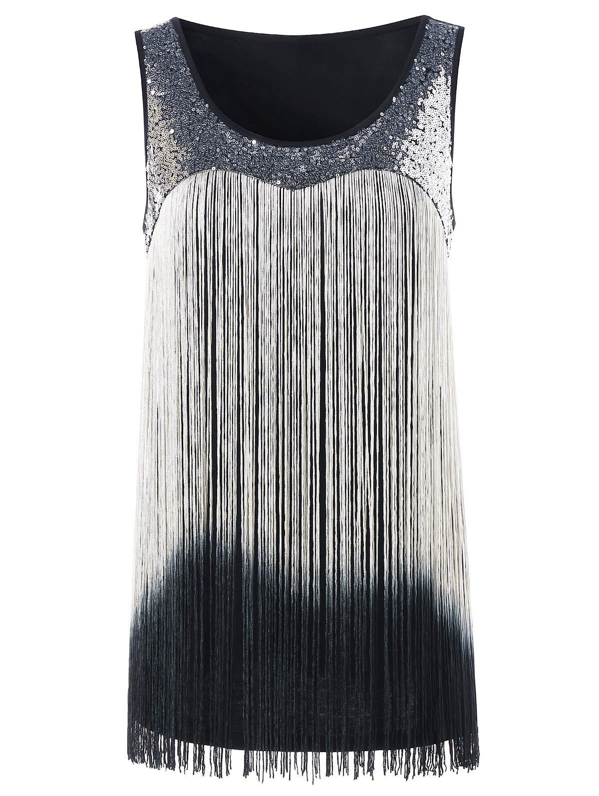 [43 OFF] Sequin Fringed Gradient Tank Top Rosegal