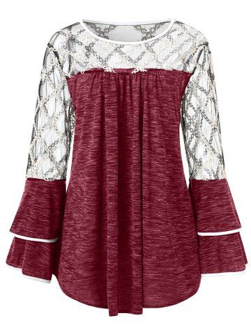 plus size marled layered flare sleeve t-shirt