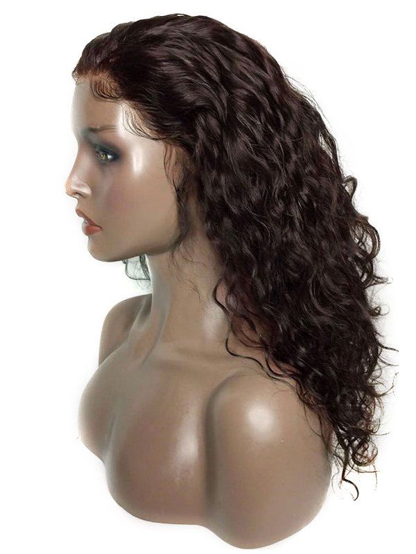 

Long Free Part Water Wave Lace Front Synthetic Wig, Deep brown