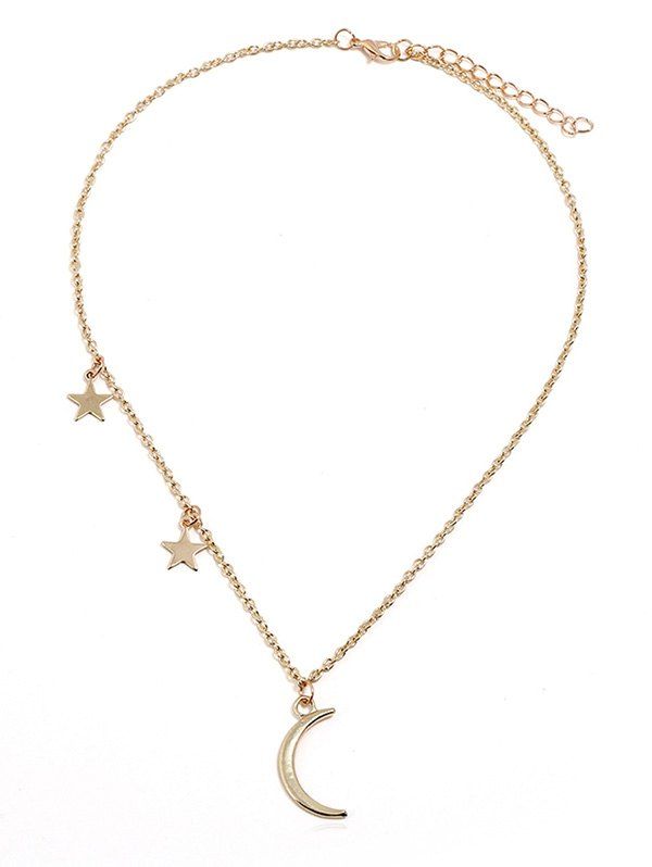 

Crescent Moon Stars Chain Necklace, Gold