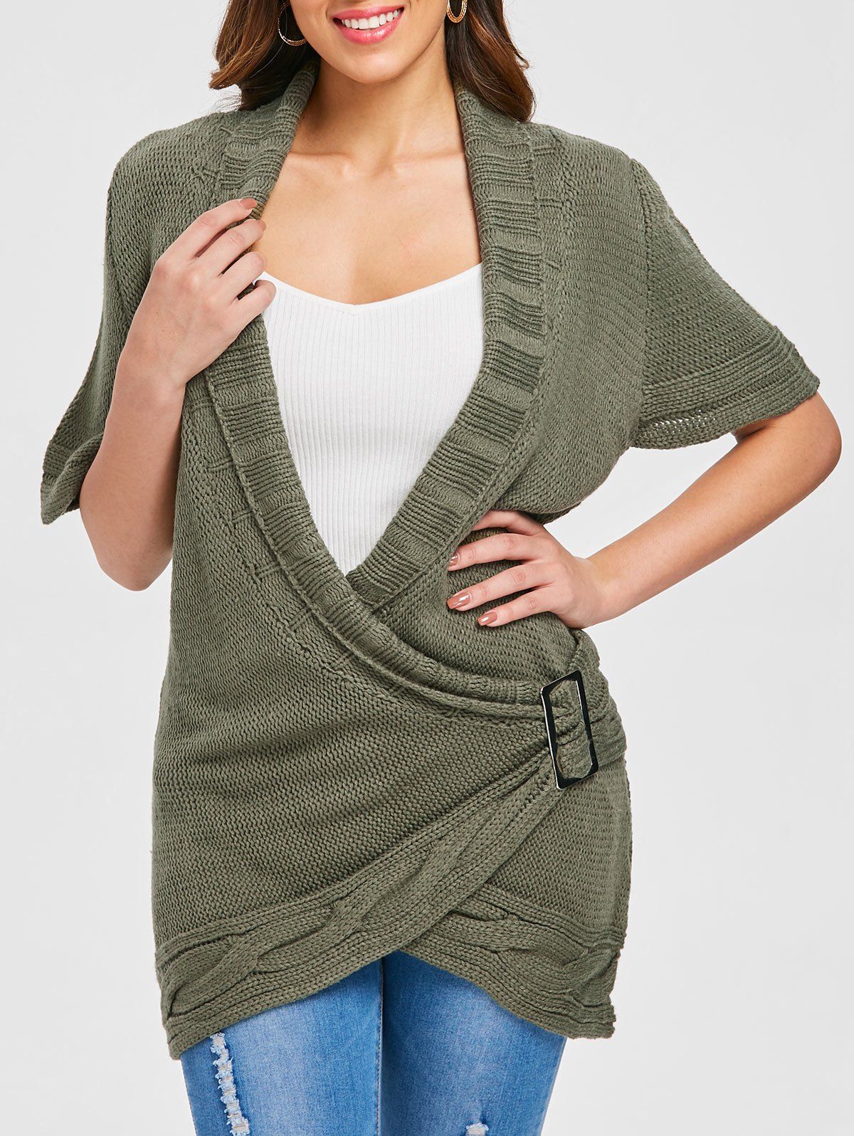 surplice sweater dress