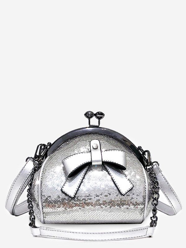 black sling bag with metal chain
