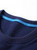 Sweat-shirt Tête de Lion Dessin Animé Imprimée à Col Rond - Bleu profond XL