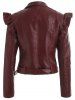 Belt Hem Faux Leather Jacket -  