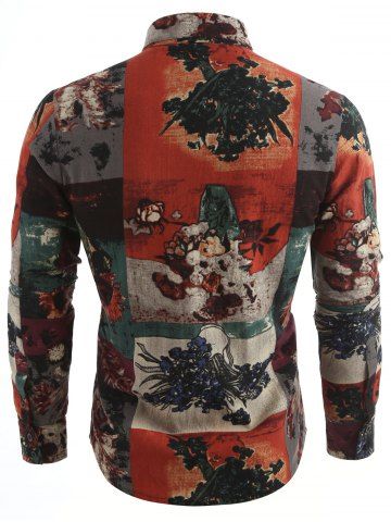 

Retro Sunflower Paint Patchwork Shirt, Multi
