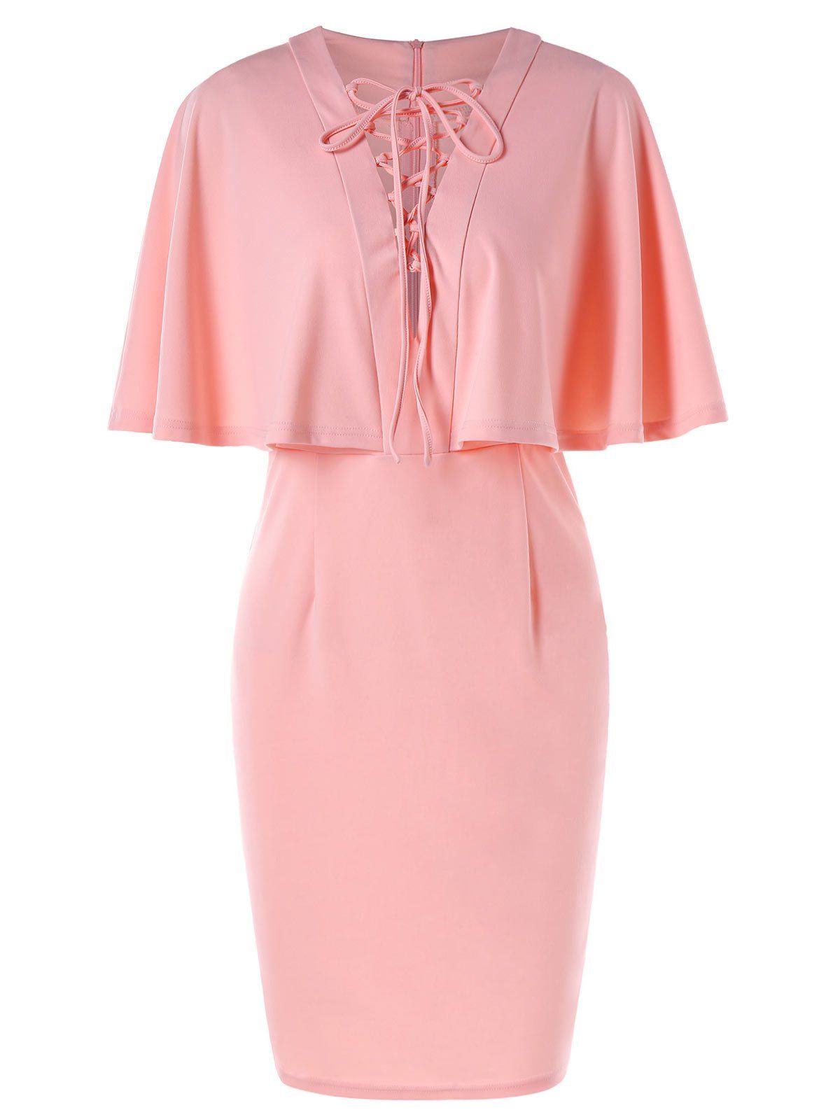 

Criss Cross Half Sleeve Bodycon Pencil Dress, Light pink