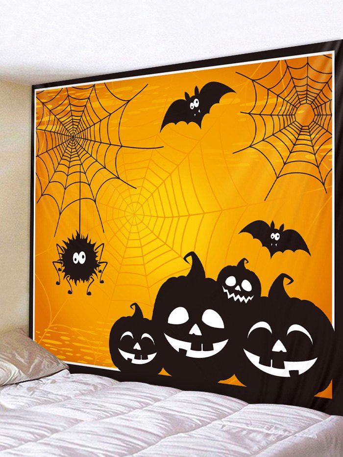 

Halloween Pumpkin Bat Spider Tapestry Art Decoration, Multi
