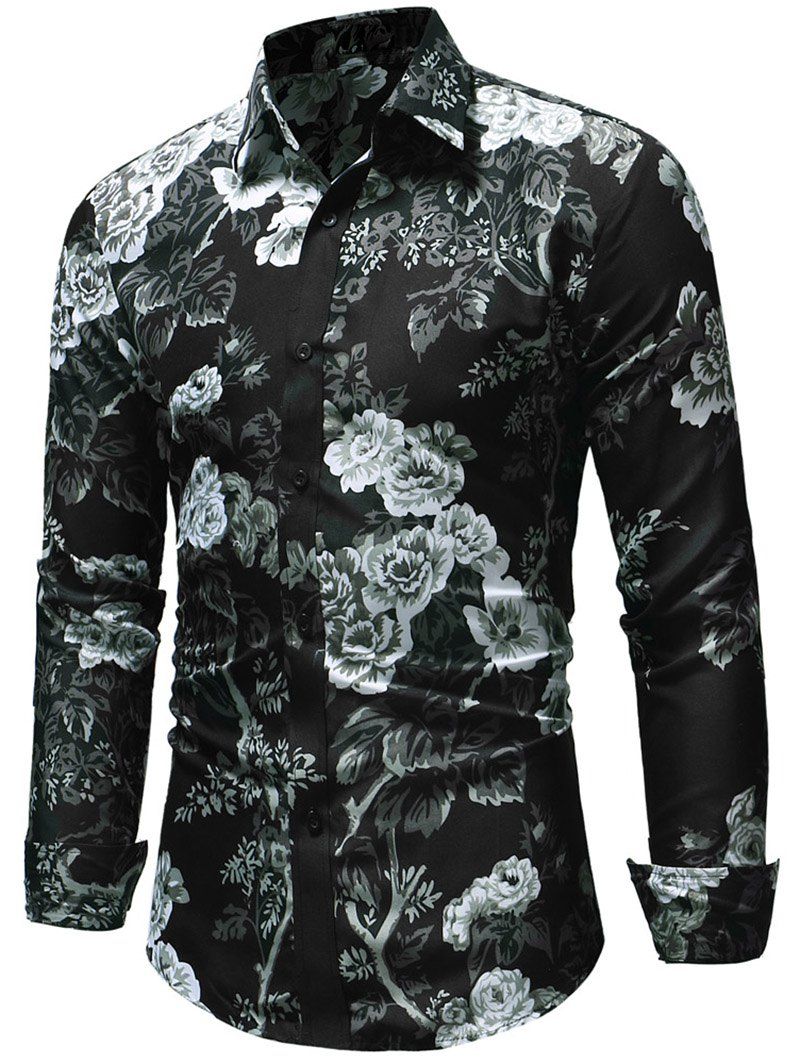 

Allover Flower Print Button Up Shirt, Multi