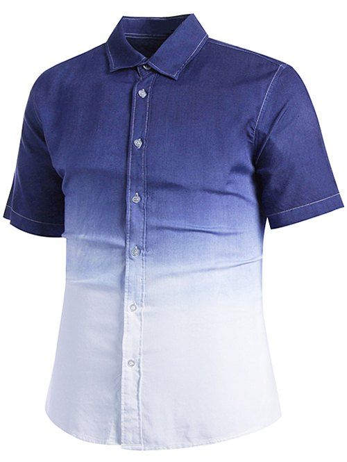 

Button Up Gradient Ramp Shirt, Sky blue