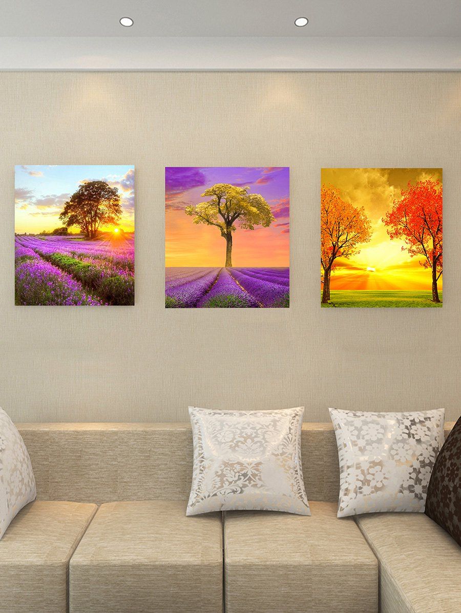 

Lavender Field Tree Print Unframed Canvas Wall Art, Multi