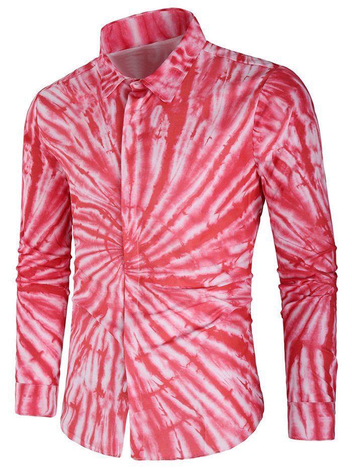 

Vortex Tie Dye Hidden Button Shirt, Watermelon pink