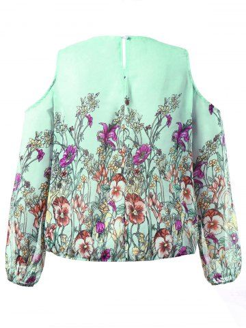 

Plus Size Lace Yoke Cold Shoulder Blouse, Aquamarine