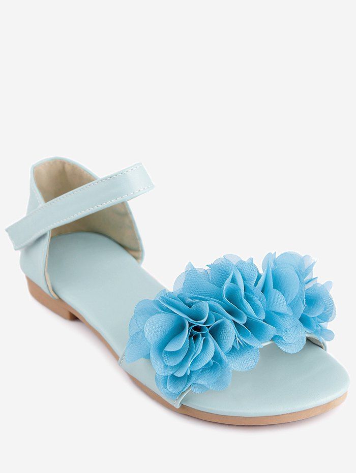 

Plus Size Flat Heel Flower Chic Sandals, Denim blue