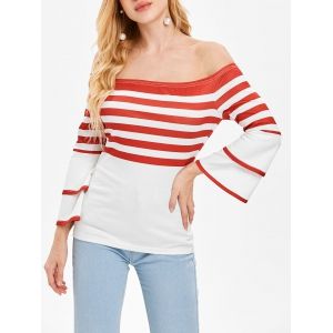 

Off The Shoulder Stripe T-shirt, Multi