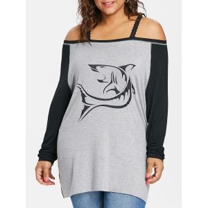 

Plus Size Cold Shoulder Tunic T-shirt, Black