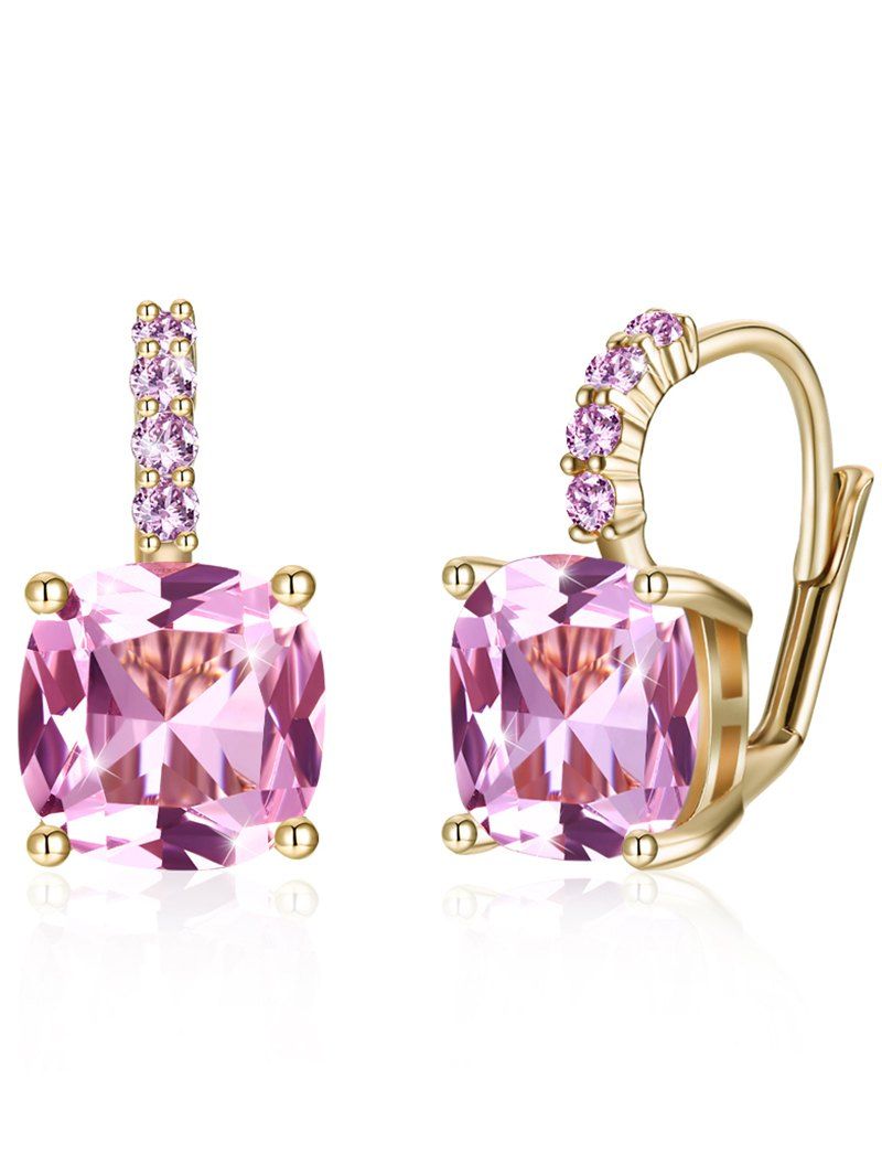 

Sparkling Square Crystal Rhinestone Level Back Earrings, Carnation pink