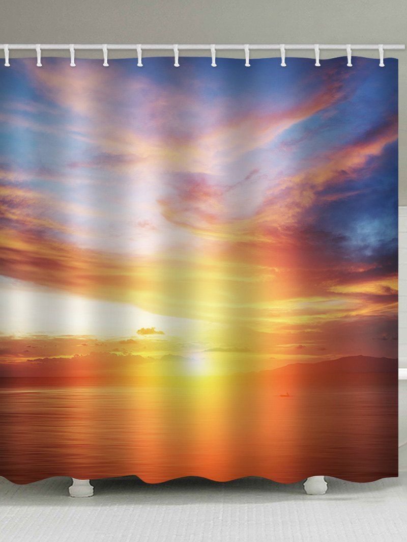 

Sunset Ocean Print Waterproof Bathroom Shower Curtain, Multi