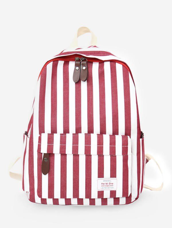 Sac à Dos Rayé Fonctionnel en Blocs de Couleurs  