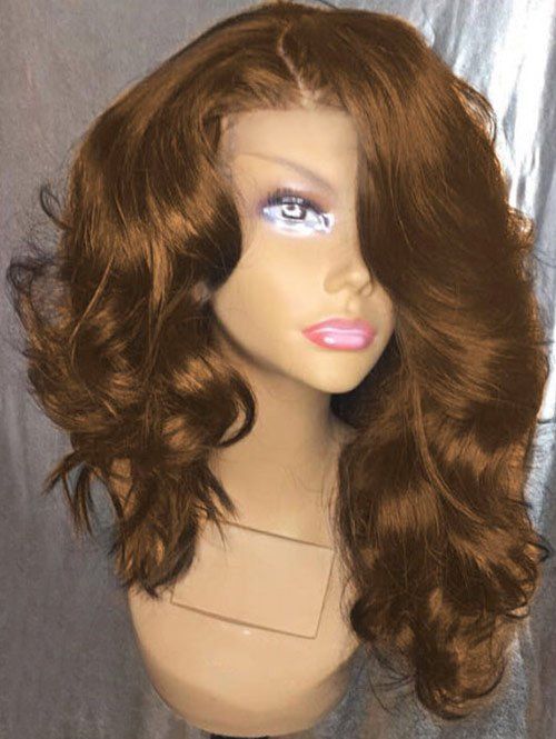 

Long Side Parting Fluffy Loose Wave Synthetic Wig, Camel brown