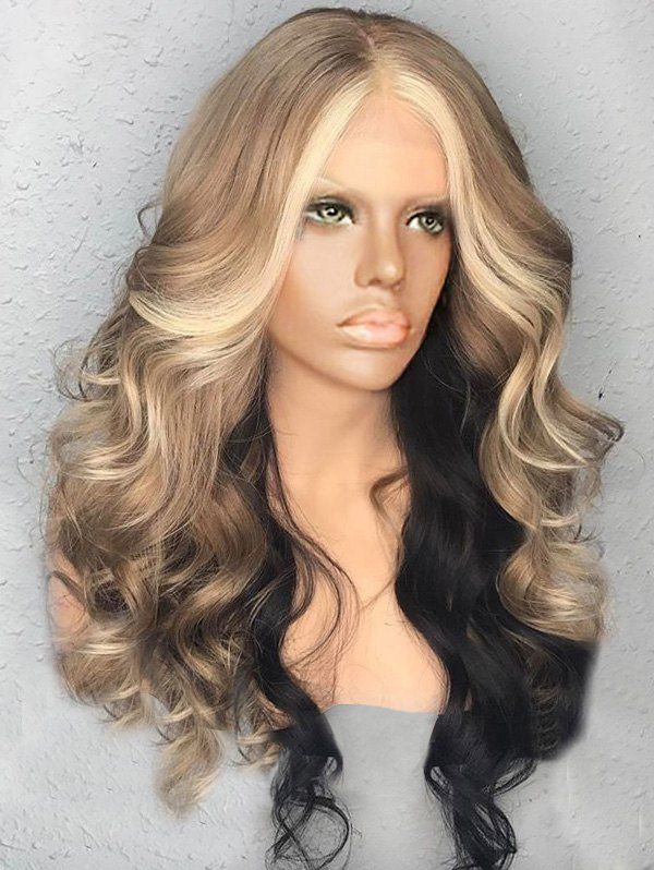 

Long Colormix Center Parting Fluffy Wavy Synthetic Wig