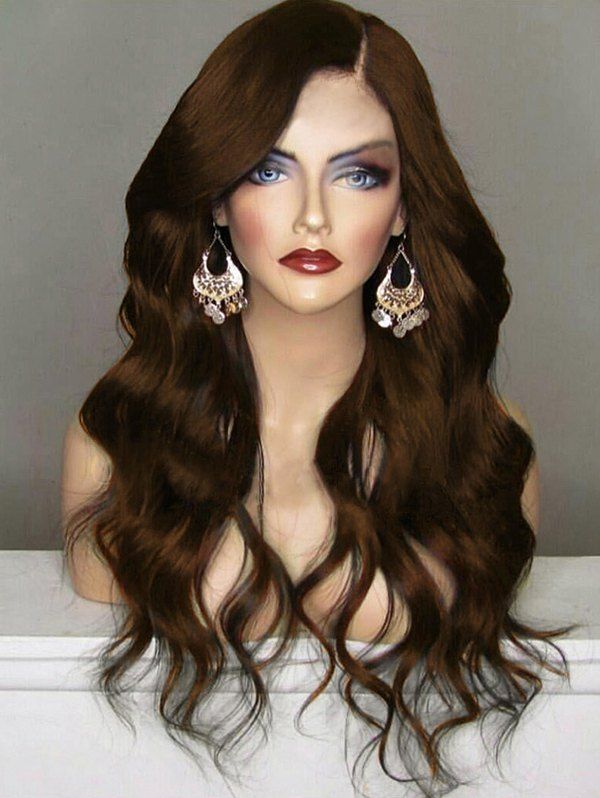 

Long Shaggy Side Part Wavy Synthetic Wig, Brown