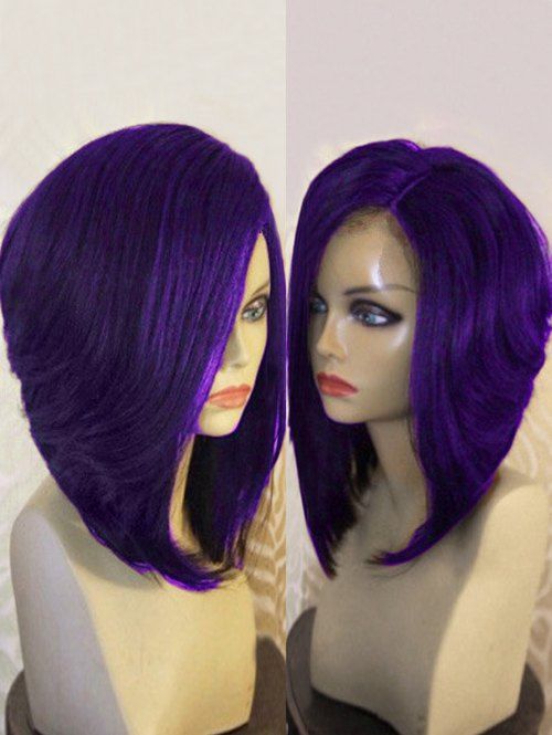 

Side Part Short Natural Straight Synthetic Wig, Purple