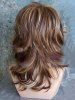 Medium Inclined Bang Highlighted Layered Slightly Curled Synthetic Wig -  
