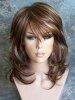 Medium Inclined Bang Highlighted Layered Slightly Curled Synthetic Wig -  