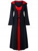 Halloween Plus Size Lace Up Hooded Maxi Dress -  