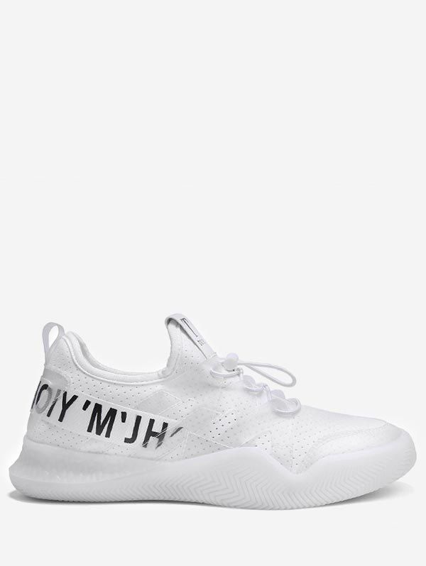 

Breathable Letter Print Contrast Color Sneakers, White