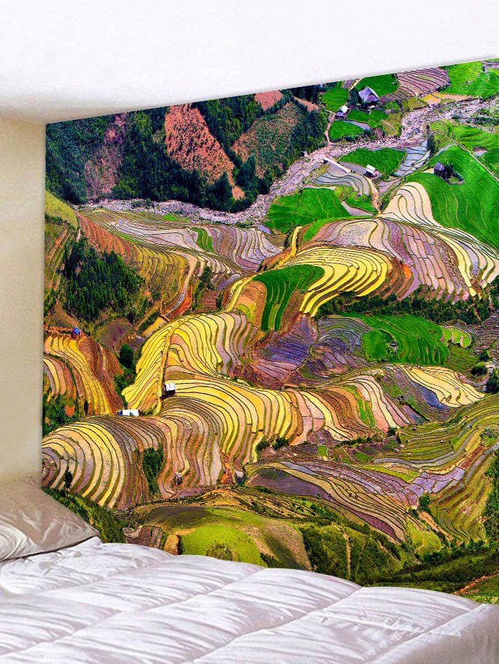 

Wall Hanging Art Terraced Fields Print Tapestry, Multi