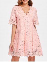 Eyelet Empire Waist Mini Dress -  